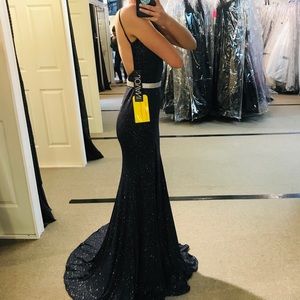 Jovani Style:GLI68734 - Gunmetal w/ Crystal Belt
